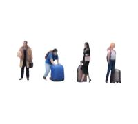 CoudarTitie 4 Pieces Miniature Figure Painted Miniature Passengers Dolls Tiny People Resin Model Suitable for Sand Table Railway Layout