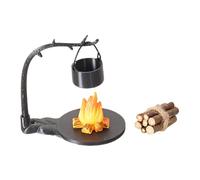 CoudarTitie 5x 1/12 Dollhouse Wooden Log Campfire Camping Kit, Mini Sand Table Toy Campfire, Style B