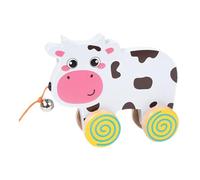 CoudarTitie Animal Push And Pull Along Toys, Handmade Easy to Push And Pull, Toys for Boys Girls, Cow