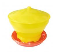 CoudarTitie Automatic Barnyard Feed Large Capacity Barnyard Feed Low-Maintenance Weight-Based-Fed Chicken Feeder for Smallholders, Red And Yellow