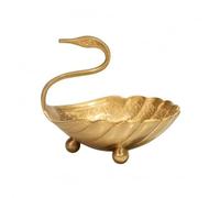 CoudarTitie Brass Swan Tray Vanity Organizer Decorative Holder Embossed Texture Three Feet Compact Suitable for Entryway Shelf Home Decoration