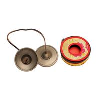 CoudarTitie Bronze Bells with Cord Mindful Chime with Bag Compact Handbell for Instrumentalists, Collectors, 8 Cm, Medium Bronze Tingsha Cymbals With Carrying Case