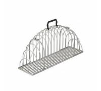 CoudarTitie Cat Grooming Cage Secure Iron Carrier Wire Frame Double Door Portable Handle Design Prevents Biting Suitable for Cat Grooming Home Bath Visits Animal Travel, Silver, L