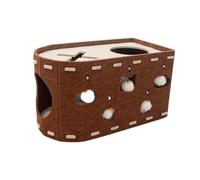 CoudarTitie Cat House Bed Shelter Felt Castle Sturdy Sounds Easy Assembly Double Entrance Suitable for Pets Who Need, Brown