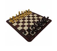 CoudarTitie Chess Game Set With Pieces Rollable Board Material Entry-Level Strategic Tool Suitable for Travel Club Gift Giving Home, Wood Grain