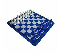 CoudarTitie Chess Game Set With Pieces Rollable Board Material Entry-Level Strategic Tool Suitable for Travel Club Gift Giving Home, Blue White