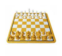CoudarTitie Chess Game Set With Pieces Rollable Board Material Entry-Level Strategic Tool Suitable for Travel Club Gift Giving Home, Yellow White