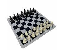 CoudarTitie Chess Game Set With Pieces Rollable Board Material Entry-Level Strategic Tool Suitable for Travel Club Gift Giving Home, Black Gray