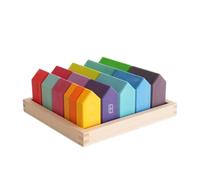 CoudarTitie Children Building Blocks Townscape Blocks Set House Blocks Stacking Toy City Blocks With Wooden Tray Solid Weight For Stacking And Grasping Suitable