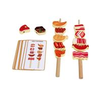 CoudarTitie Children Cognitive Game Wooden Fruit Threading Game Lacing Beads Stacking Blocks Educational Toy for Counting Practice Shape Sorting Balance Stacking, Bbq Meat Skewers