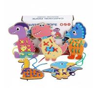 CoudarTitie Children Lacing Board Educational Toy Set Threading Card Board Puzzle Activity Fine Motor Game Suitable for classroom centers fun quiet time play home education, Dinosaur