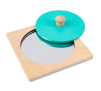 CoudarTitie Children Learning Mirror Infant Teaching Board Wooden Reflection Panel Acrylic Insert Touch Based Teaching Board With Knob For Fine Motor Practice Suitable observation time, Blue