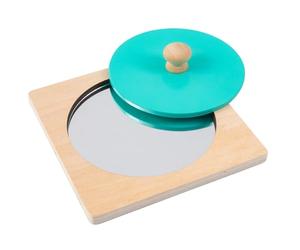 CoudarTitie Children Learning Mirror Infant Teaching Board Wooden Reflection Panel Acrylic Insert Touch Based Teaching Board With Knob For Fine Motor Practice Suitable observation time, Blue