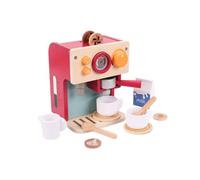 CoudarTitie Children Play Kitchenware Wooden Espresso Machine Play Kitchen Appliance Coffee Maker Set With Portafilter Knobs Cups For Role Play Storytelling