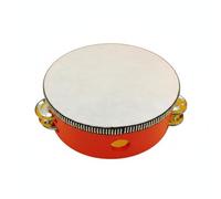 CoudarTitie Children Tambourine Hand Drum Percussion Instrument Double Row Frame Bright Sound For Group Activities suitable for dance rehearsal classroom teaching, Red, 6 Inch