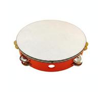 CoudarTitie Children Tambourine Hand Drum Percussion Instrument Double Row Frame Bright Sound For Group Activities suitable for dance rehearsal classroom teaching, Red, 10 Inch