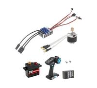 CoudarTitie Complete Set Brushless Motor with ESC for 1/12 RC Car with 7CH Remote Control 2.4ghz Receiver And 21G Servo Practical Components for Upgrade Easy Inst, Blue