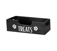CoudarTitie Container Pet Food Storage Organizer Wooden Pet Treat Holder Decorative Dog Food Canister with Handle Easy to Clean Suitable for Home Use, Black
