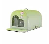 CoudarTitie Cooling Shelter Pet House Bed Enclosure Foldable Insulated Structure Aluminum Foil Layer for Cool Air Block Heat, Green, L 50 40 35cm For Pets Under 25 Catties