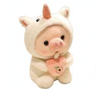 CoudarTitie Doll Bubble Tea Pig Stuffed Toy Animal Hoodie Piglet Novelty Sleeping Aid Soft Nursery Decoration Suitable for Gift Giving Couples, 25CM, Unicorn
