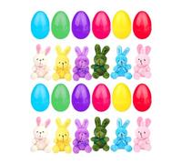 CoudarTitie Easter Eggs Filled with Bunny Toys Decoration Unique Favors Basket Stuffers Fillers for Festival Celebration, 12 set