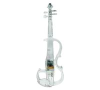 CoudarTitie Electric Violin with Bow and Case Lightweight Illuminated Electric Violin with Open-Frame Body Portable for Production, White