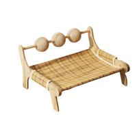 CoudarTitie Elevated Cat Bed, Rattan Mat Lounge Cat Bed With Sisal Balls
