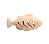 CoudarTitie Fish Shape Cat Toys Chews Toy for Kittens Cat Food Interactive Toys Food Grade Silicone Toys Treat Dispensing Function Suitable, Beige