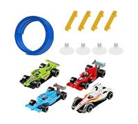 CoudarTitie Flexible Race Track with 4 Mini Cars, 4m Portable And Foldable Ramp, Ideal As A Gift for Kids, Blue