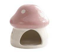CoudarTitie Hamster House Ceramic Mushroom Shape Hideaway Shelter Decorative Habitat Suitable for Mice And Gerbils Gift Home Decoration, Pink