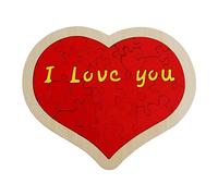 CoudarTitie Heart Shape Puzzle Wooden Puzzles Creative Brain Teaser for Kids Adults Building Blocks Wood Puzzle Toys for Holiday Wedding Gift, Red, 22cmx18cm