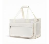 CoudarTitie Industrial Container Cat Carrier Bag With Breathable Mesh Reinforced Seams Oxford Cloth Front Pocket For Accessories Double Handles Suitable Visits, White, Without Trolley