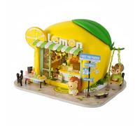 CoudarTitie Industrial Scene Miniature Model Kit Fruit Set With LED Lights Craft For Teens Adults Suitable for home display gift giving, Hedgehog Lemon
