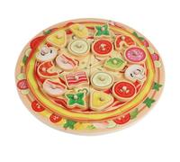 CoudarTitie Kit Interactive Pizza Wooden Toy Set with Removable Slices Peg-Based Toppings Skill Development Features Suitable for Playroom