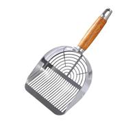 CoudarTitie Litter, Metal Sifter, Waste, Kitten And Utensil with Comfortable Wooden Handle, Suitable for Maintaining A, Strip Type