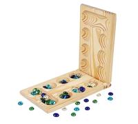 CoudarTitie Mancala Wooden Board Game Improves Planning Skills with Stones Ages 7 And Up Foldable Party Game for Gift, 32x9.5x1.6cm