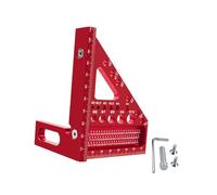 CoudarTitie Measuring Ruler 3D Multi Angle Measuring Ruler Square Aluminum Alloy Triangle Ruler High Precision Layout Measurement Tool Suit, Red