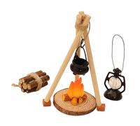 CoudarTitie Miniature Camping Set for Hanging, 1:12 Scale, Playset for Parties, Accessories for Building A Campfire for Scene Design, Red Brick