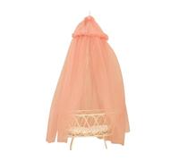 CoudarTitie Miniature Iron Dollhouse Crib, 1/12 Scale Bed, Children's Bed with Canopy, Furniture Accessories with Thread for Decoration, pink