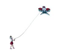 CoudarTitie Miniature Resin Figurines, Handmade, Depicting A Kite, Collectible Diorama Model for Miniature Railways, Red Dress Girl