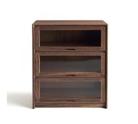 CoudarTitie Miniature Storage Cabinet Dollhouse Cabinet Display Cabinet Organizer With Compact Footprint To Areas Suitable for Miniature Scenes Tabletop Displays Room Setups, Walnut Wood, 3-Layer