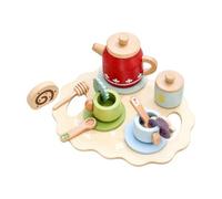 CoudarTitie Play Kitchen Playset Rounded Wooden Afternoon Tea Play Set Smoothly Sanded for Young Children, Red