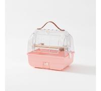 CoudarTitie Portable Bird Cage for Small Pet Birds Spacious Interior Ventilated Walls Carry Handle Secure Locking Suitable for Outdoor Use Visits, Pink, Pink