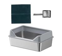 CoudarTitie Portable with Sand Tray for Indoor Cats, Easy to Clean, Semi-open, with Lowered Front, Dark Gray, 50x35x10cm