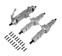 CoudarTitie RC Axle Assembly Metal Six Wheel Axle Set with Front Middle Rear Sections Universal Joint Steering Mechanism and Built in Ball Bearings for Reduced, Silver