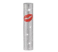 CoudarTitie Rhinestone Sleeve Flannel Liner Adaptable Fit Decorative Sound Equipment Accessory Shiny Stage Presence Suitable for Bar Hosts Singers Live Shows Stage, White With Red Lips
