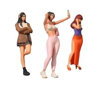 CoudarTitie Set of 3 Girl Figures in 1:64 Scale, Resin Figures, Model Railway Decorations, Fashion Collectibles, Film Props, Hand-painted Diorama Scenes, Style B