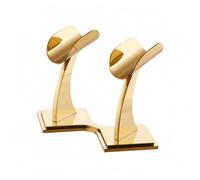 CoudarTitie Stand Twin Holder Stainless Steel Desk Base Curved Openings Stable Structure Compact Size Suitable for podcast setup, Gold, Gold