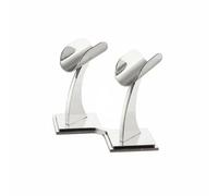 CoudarTitie Stand Twin Holder Stainless Steel Desk Base Curved Openings Stable Structure Compact Size Suitable for podcast setup, Silver, Silver