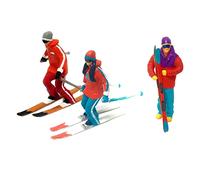 CoudarTitie Three Resin HO Scale Skiing Figures for Diorama Projects, A